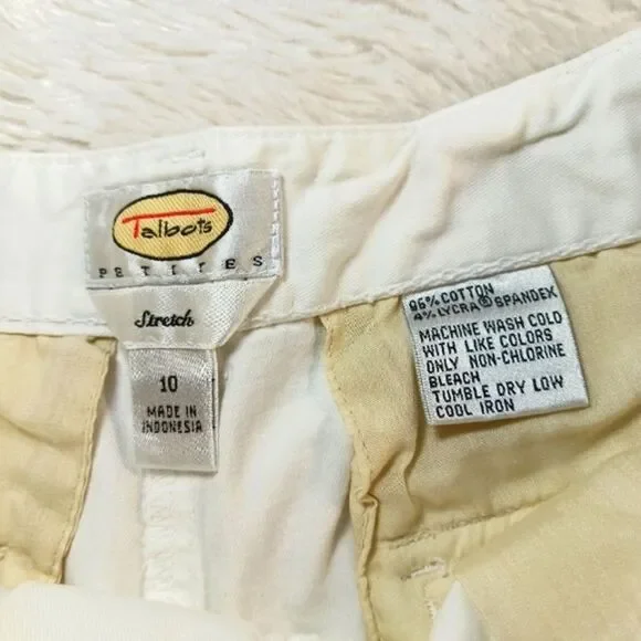 Talbots Womans Stretch Cotton Twill Trousers Shorts Size 10 White - Picture 2 of 6